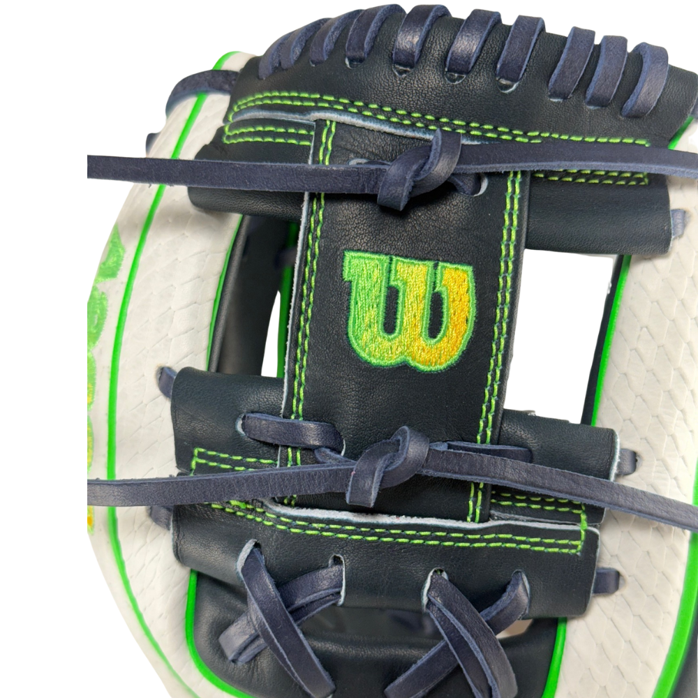 Wilson Custom White, Navy, and Neon Green A2000 1786 11.50" Baseball Glove