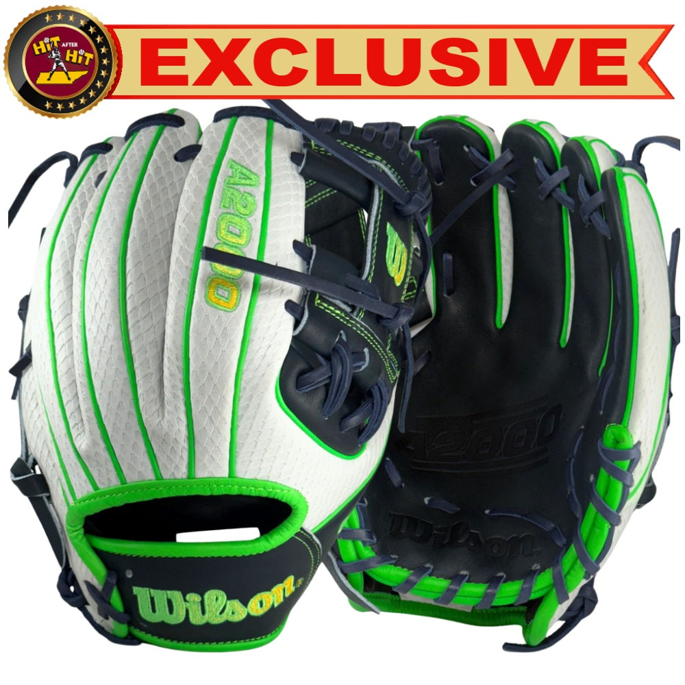 Wilson Custom White, Navy, and Neon Green A2000 1786 11.50" Baseball Glove