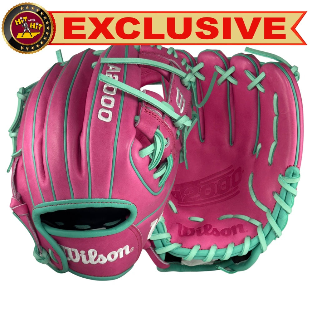 Wilson Custom Flamingo Pink and Seafoam A2000 PF88 11.25” Infield Base