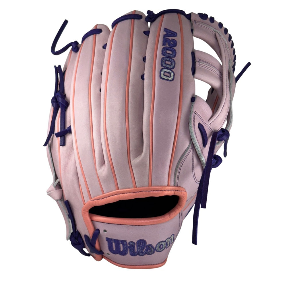 パフ　Bluetooth ストロボ専用　ホワイト　パープルピンク　ワンオフ Wilson Custom A2000 Lavender, Pink, and Purple 1750 12.5” Outfield Bas