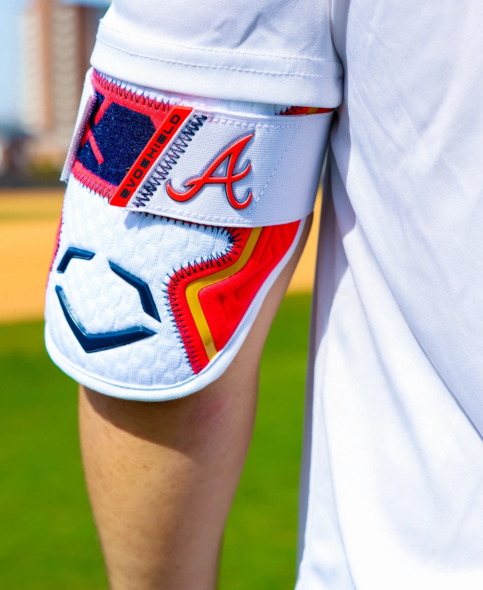 EvoShield PRO-SRZ 2.0 ON FIELD COLLECTION BATTER'S ELBOW GUARD: BRAVES
