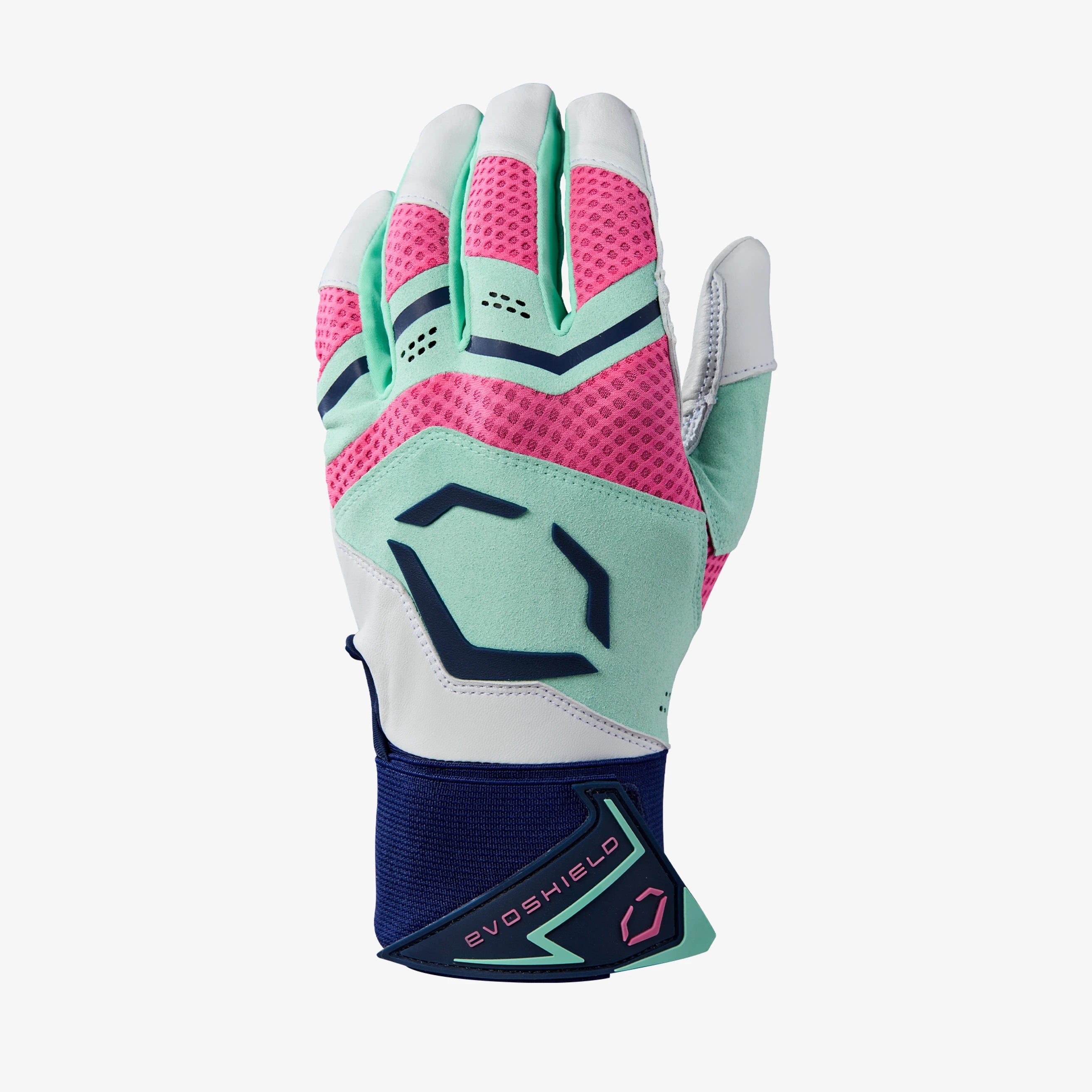 EvoShield Youth Navy/Seafoam Carbyne Batting Gloves with Strap: WB5774901