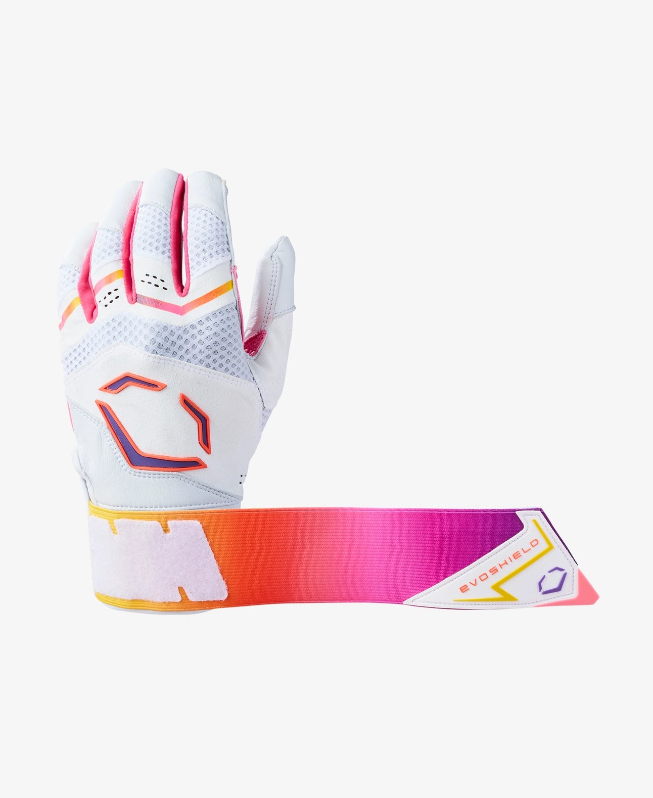 EvoShield Adult X-SRZ™ White, Orange, Purple Carbyne Batting Gloves With Strap: WBR00047001