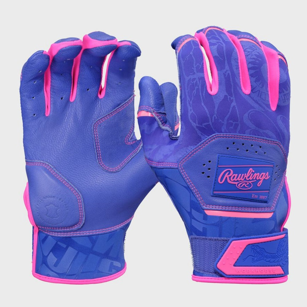 Rawlings Workhorse Adult Purple and Pink Batting Gloves: WH25BG-PUPK