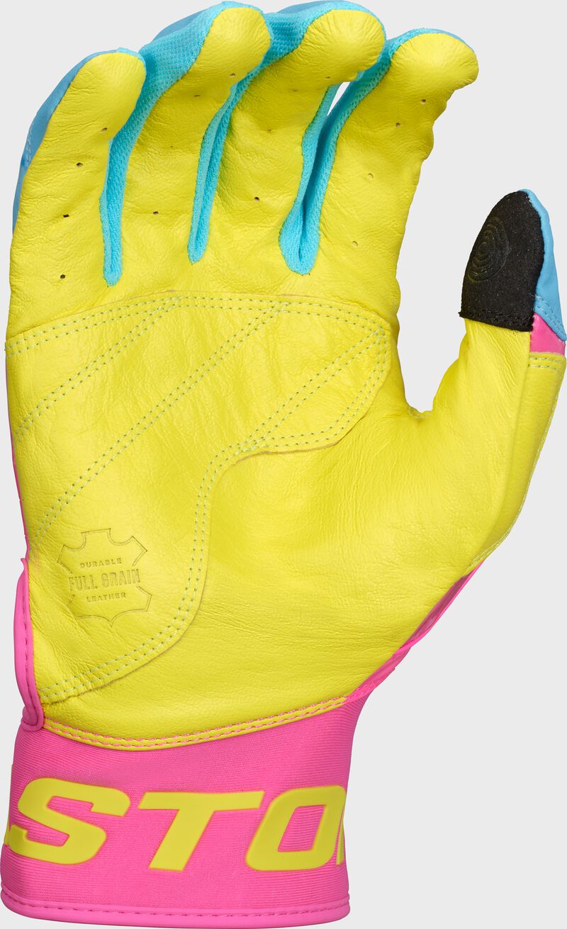 Easton Youth Walk-Off Ethos Drip Batting Gloves: Columbia Blue/Pink