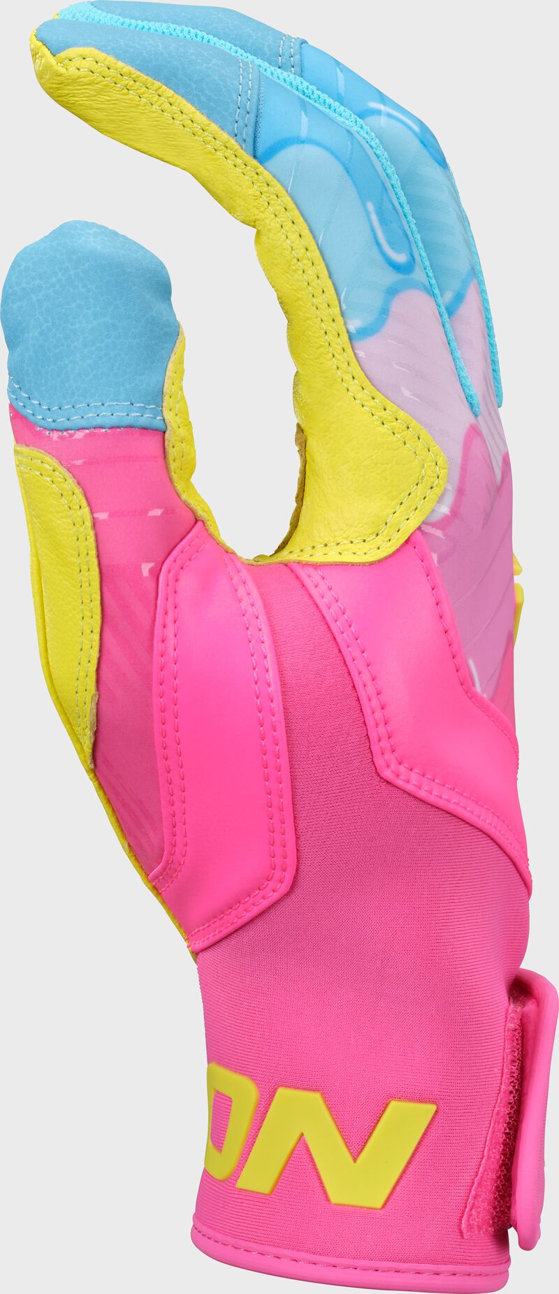 Easton Youth Walk-Off Ethos Drip Batting Gloves: Columbia Blue/Pink