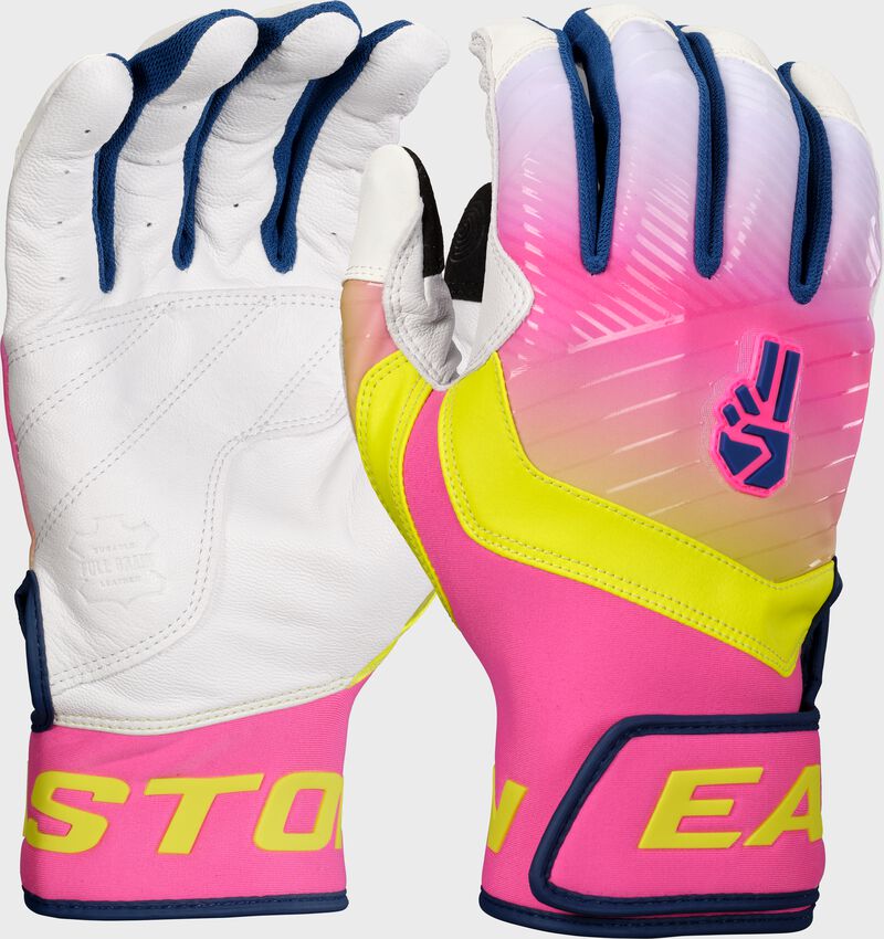 Easton Walk-Off Ethos Adult Baseball Batting Gloves - Goatskin Leather, Neoprene Cuff, Black, Size L