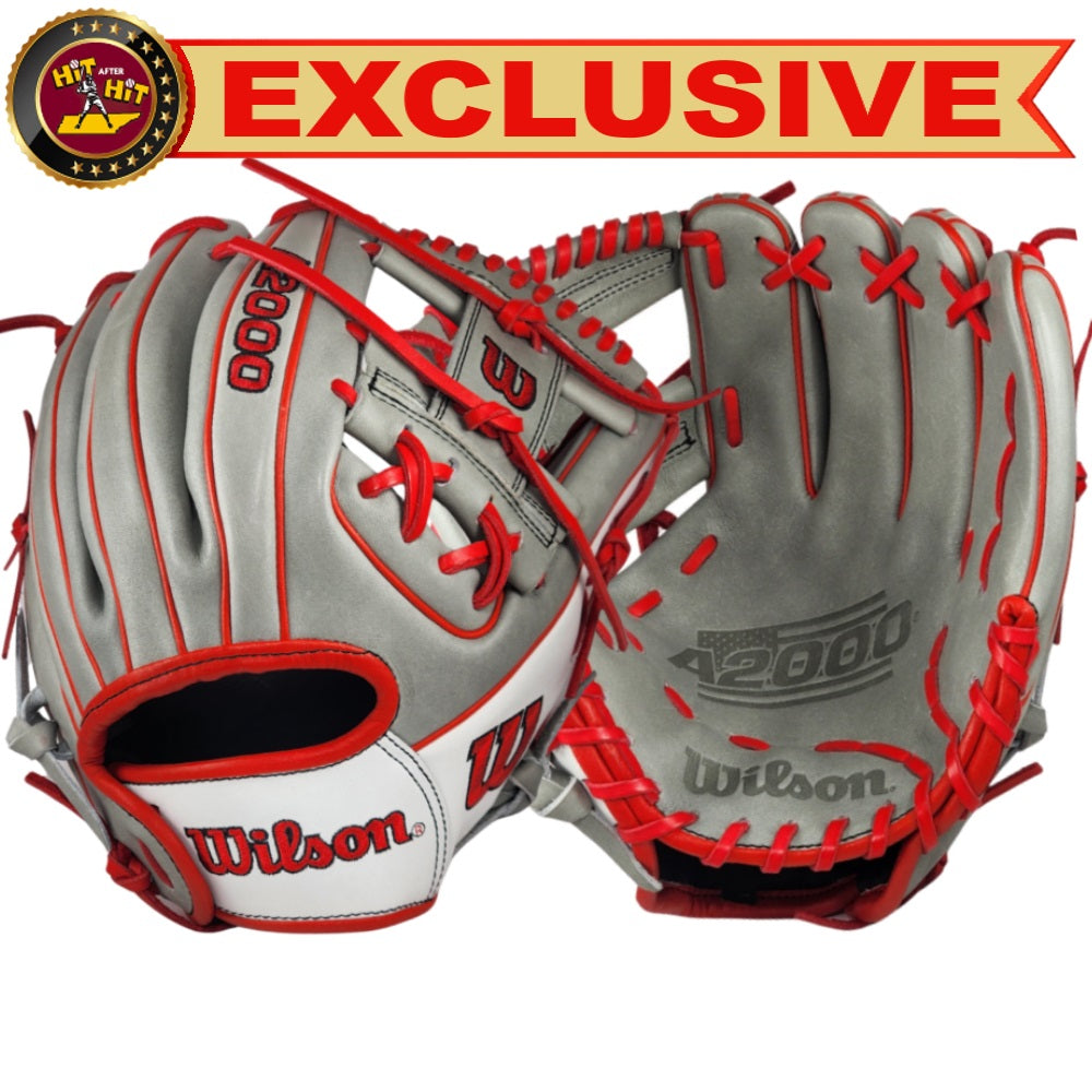 Wilson Custom Gray, White, and Red A2000 DP15 11.5" Infielders Glove