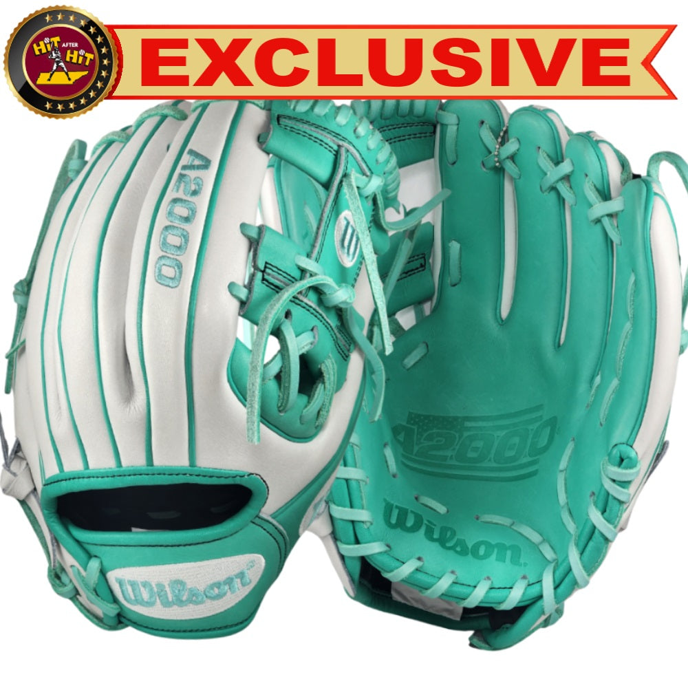 Wilson Custom A2000 1786 11.5" Infield Glove: White and Teal