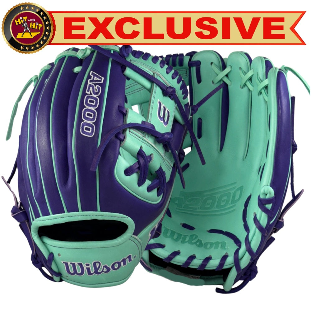 Wilson Custom A2000 1786 Seafoam and Purple 11.5" Infield Glove