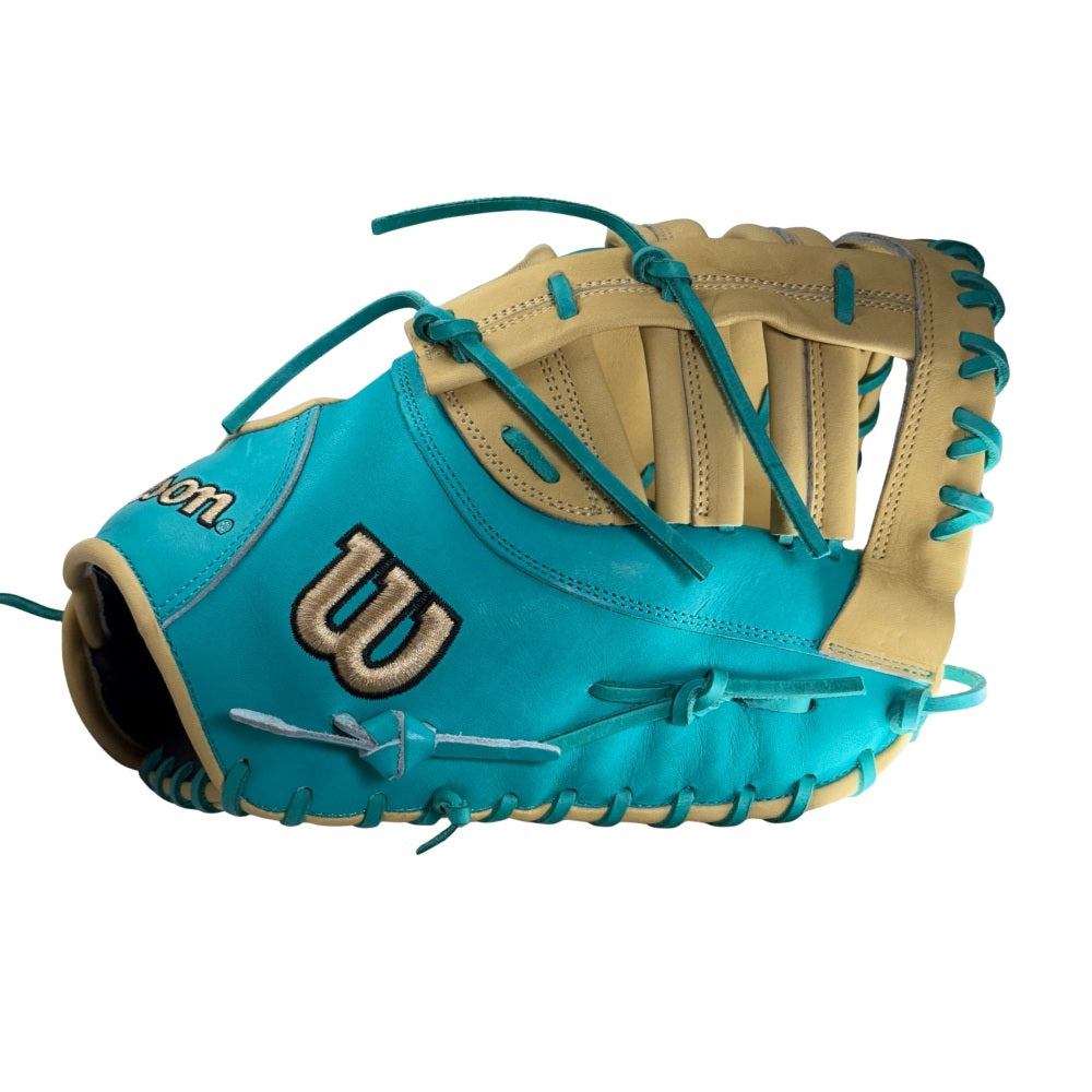 Wilson Custom A2000 2820 Teal and Blonde 12.25” Baseball First Base Mitt