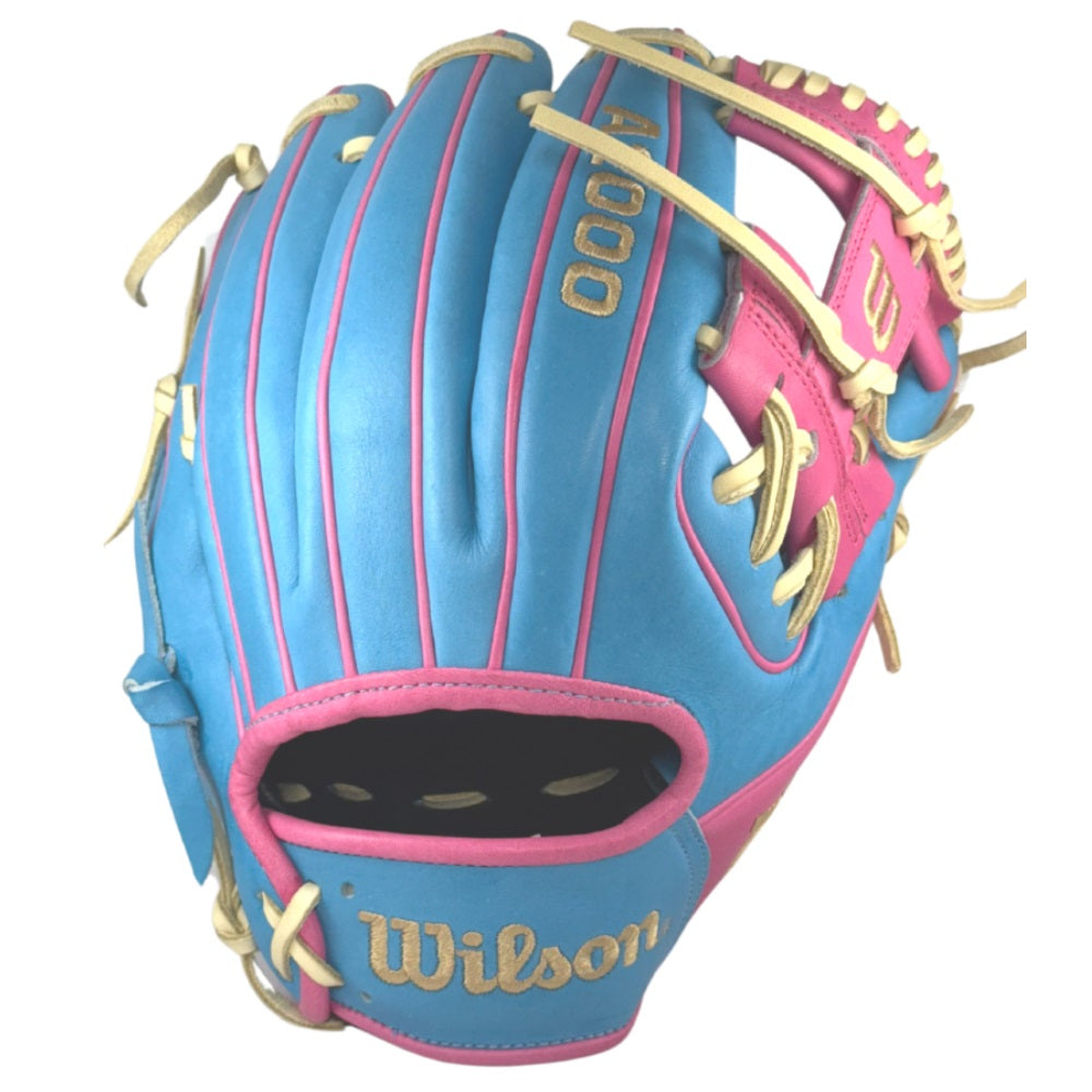 Wilson Custom A2000 1786 11.5" Infield Glove: Sky Blue and Flamingo Pink