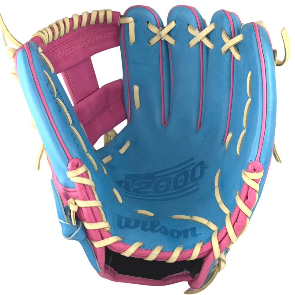 Wilson Custom A2000 1786 11.5" Infield Glove: Sky Blue and Flamingo Pink