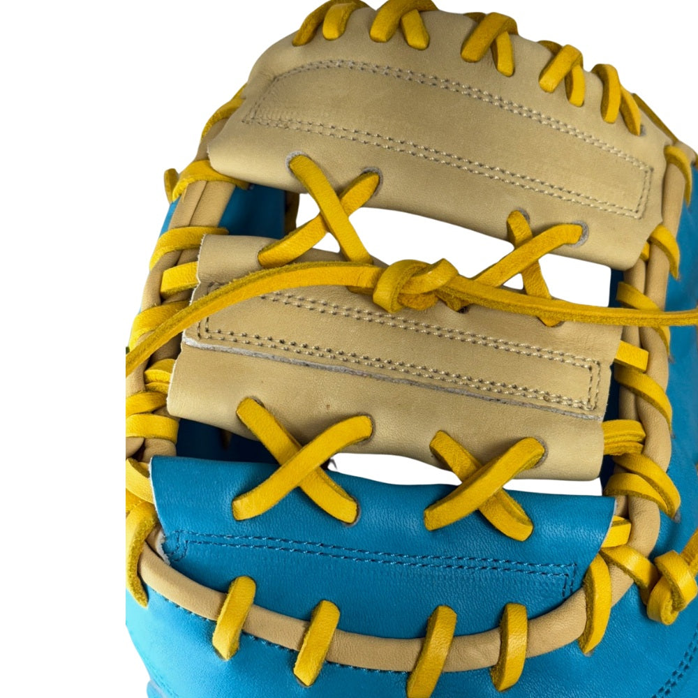Wilson Custom A2000 1617 Tropical Blue and Blonde 12.5” Baseball First Base Mitt