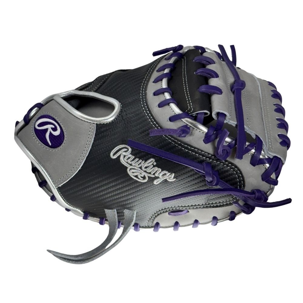 Rawlings Custom 33" Heart of the Hide Black/Gray/Purple Catchers Mitt: PROCM33DM-23