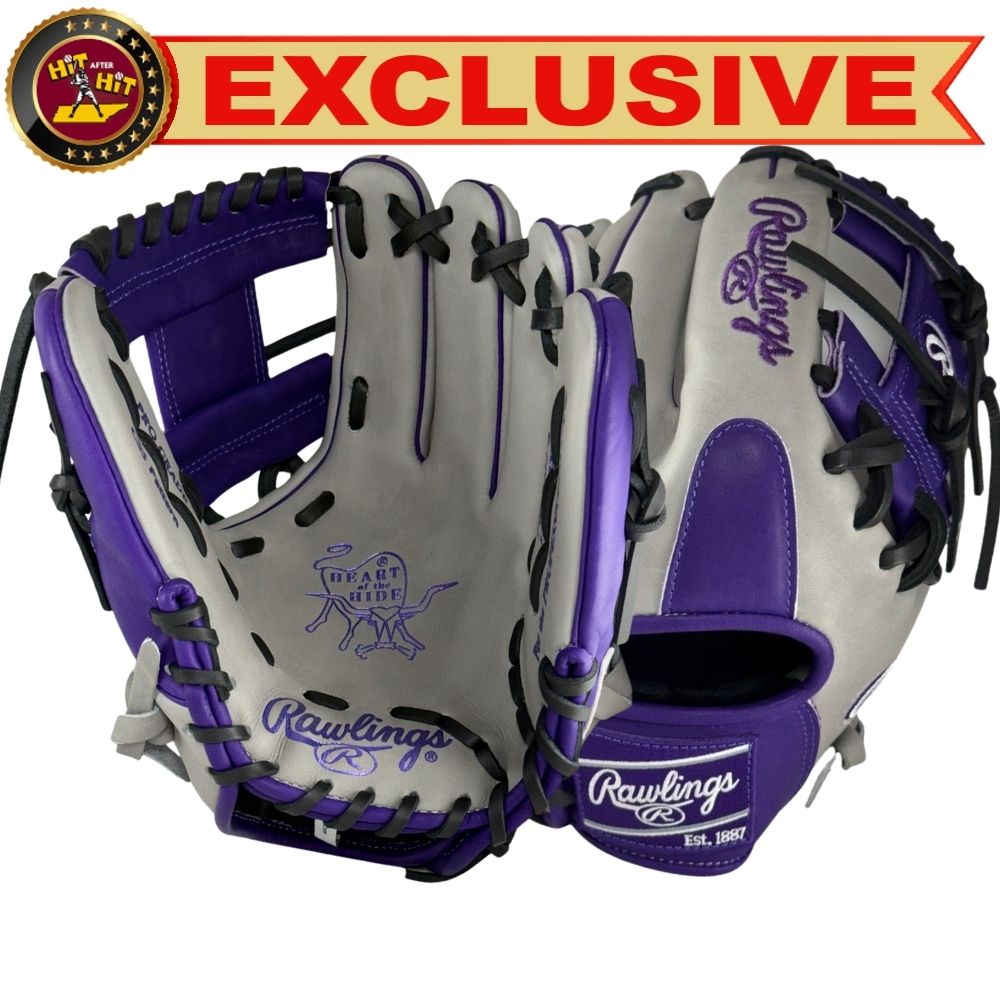Rawlings Custom Heart of the Hide Gray and Purple PROCS5-2 11.5" Baseball Glove