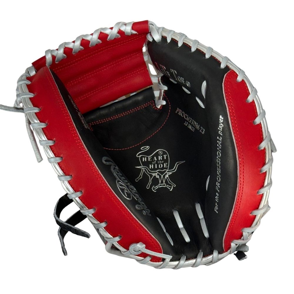 Rawlings Custom 33" Heart of the Hide Black/Red Catchers Mitt: PROCM33DM-23