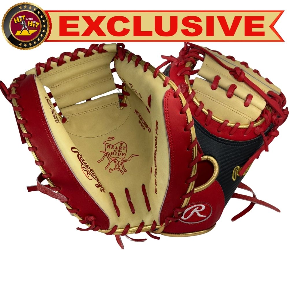 Rawlings Custom 33" Heart of the Hide Black/Red/Camel Catchers Mitt: PROCM33DM-23