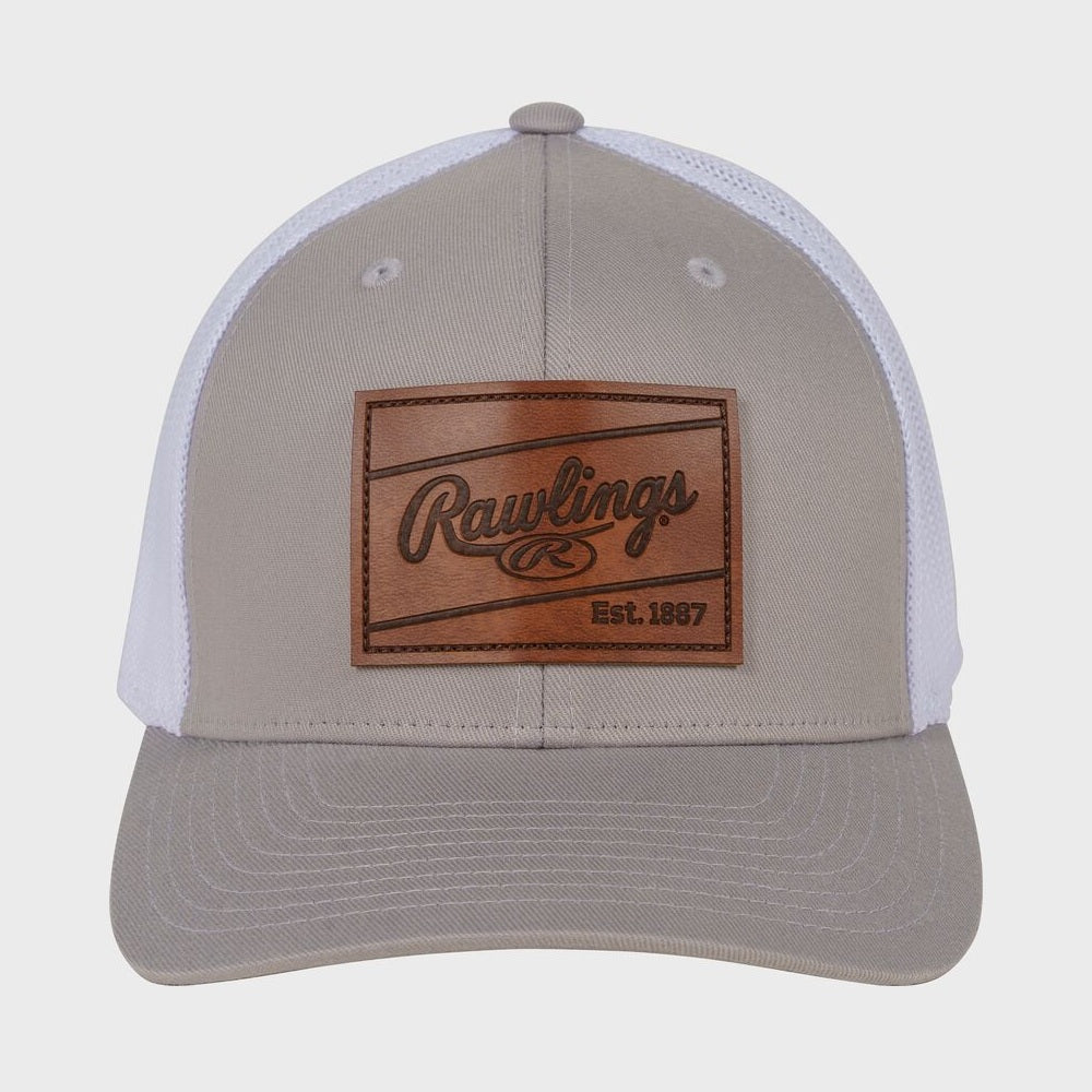 Rawlings Gray Leather Patch Snapback Hat