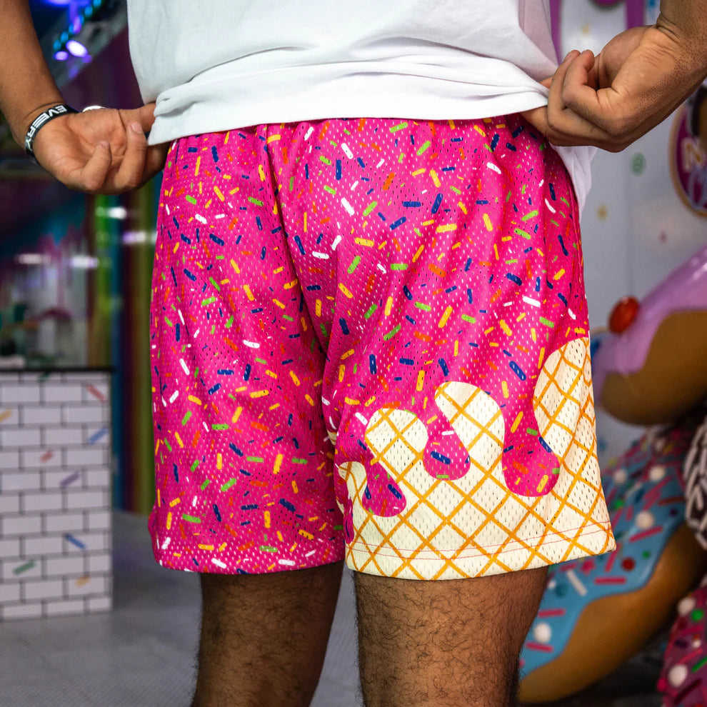 Baseball Lifestyle 101 Ice Cream Shorts - Strawberry - Adult