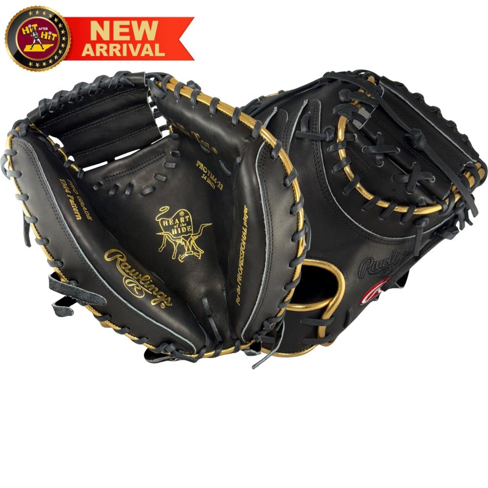 Rawlings Custom 34" Heart of the Hide Black and Gold Catchers Mitt: PROYM4-23