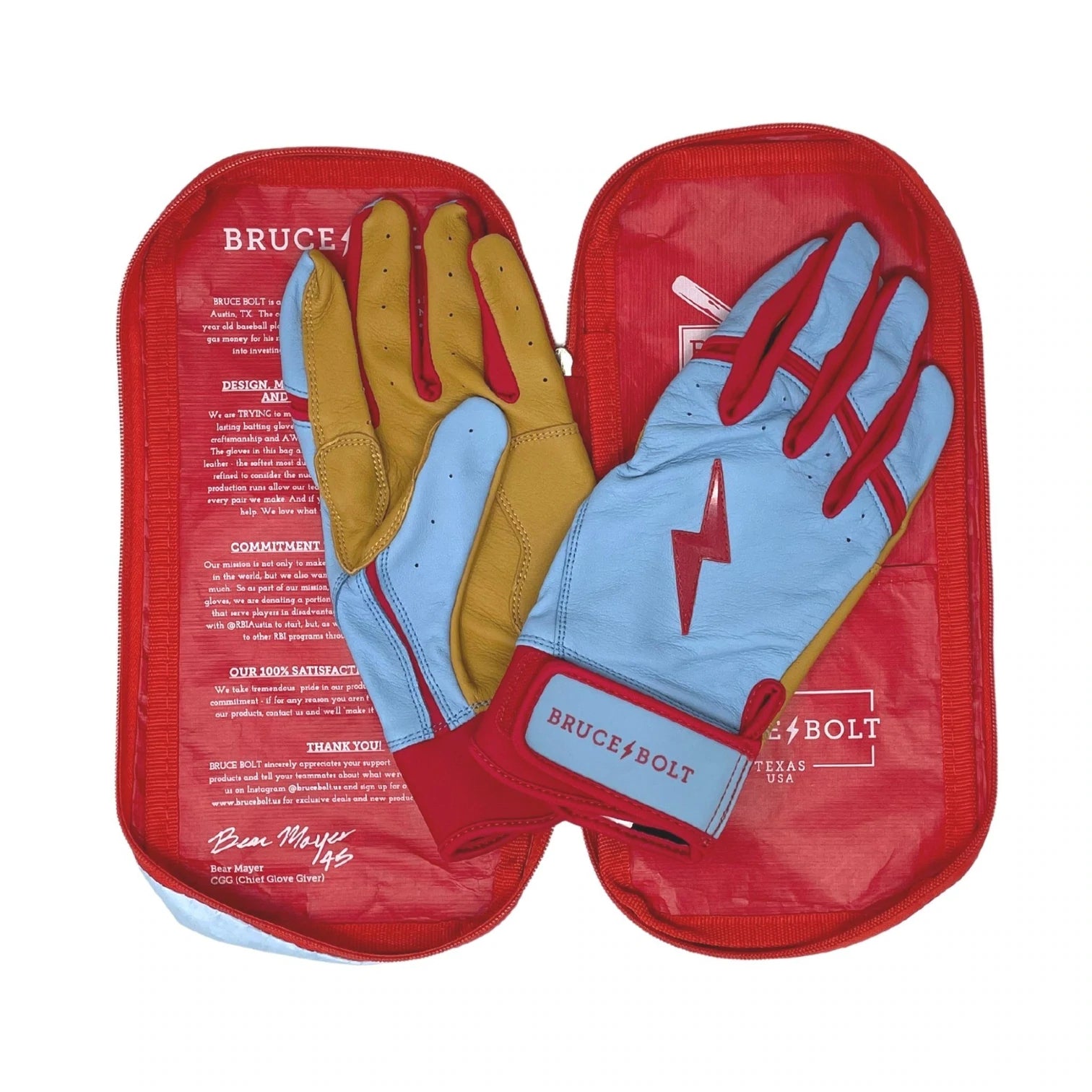 Bruce Bolt - BADER Series Adult Short Cuff Batting Gloves | BABY BLUE