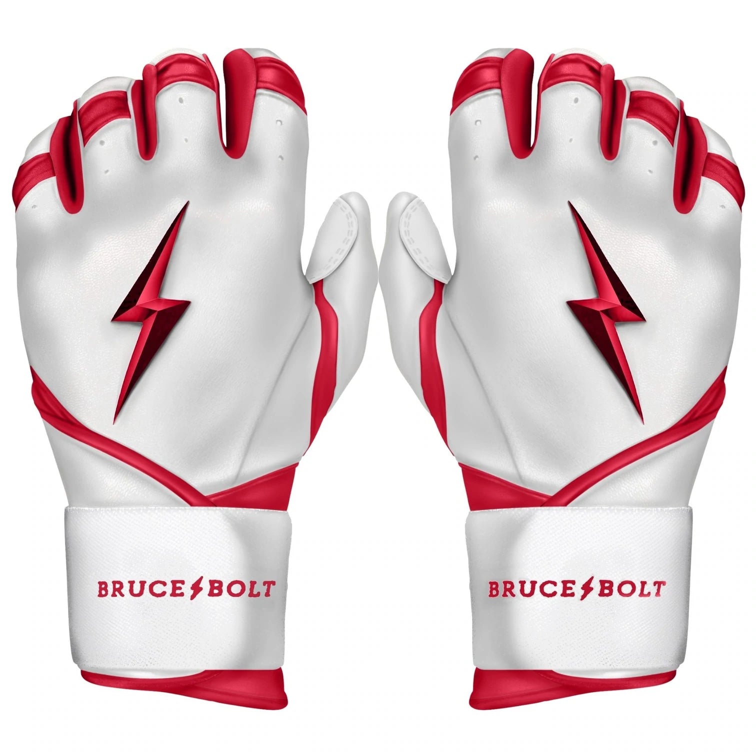Bruce Bolt - BADER Series Adult Long Cuff Batting Gloves | BADER WHITE