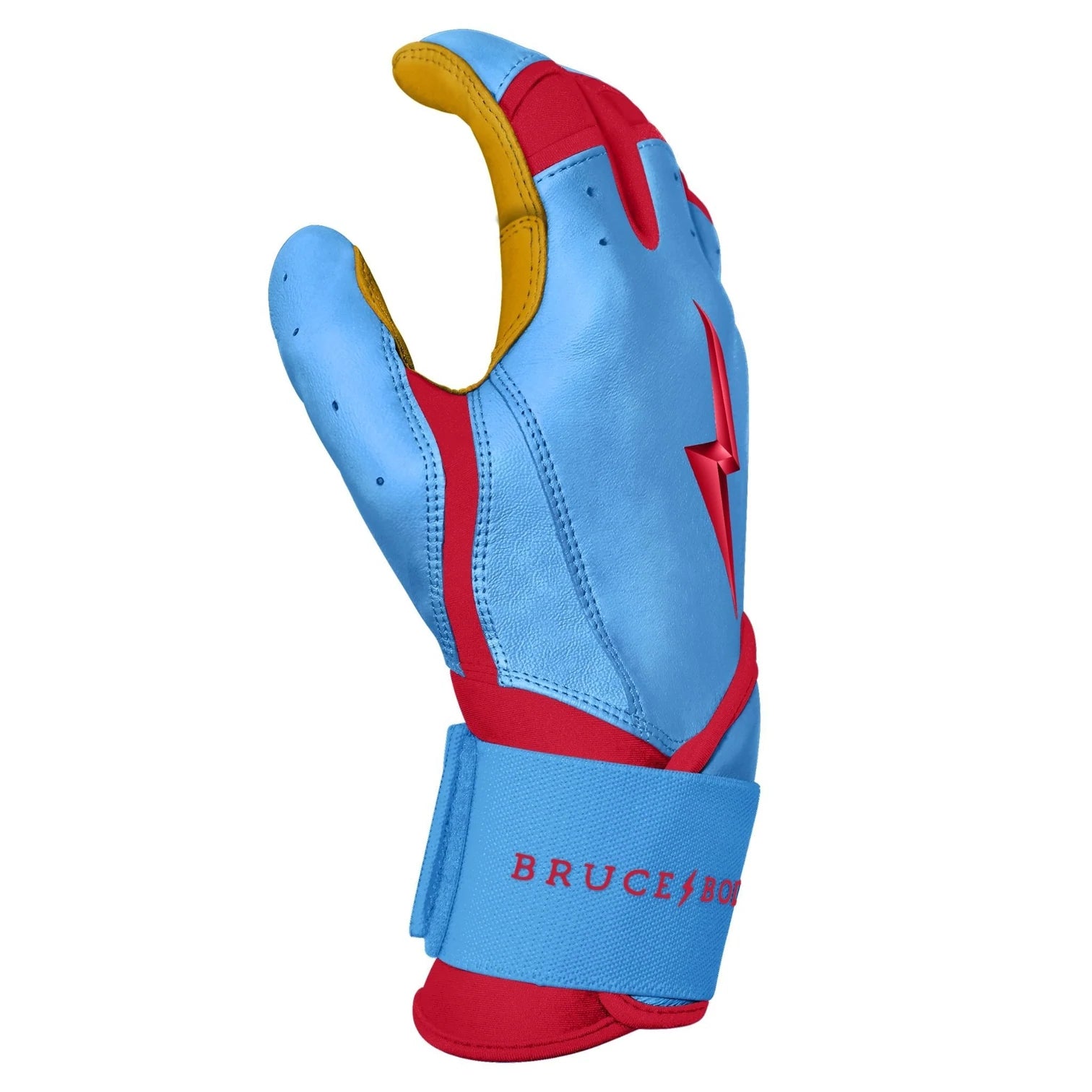 Bruce Bolt - BADER Series Adult Long Cuff Batting Gloves | BABY BLUE