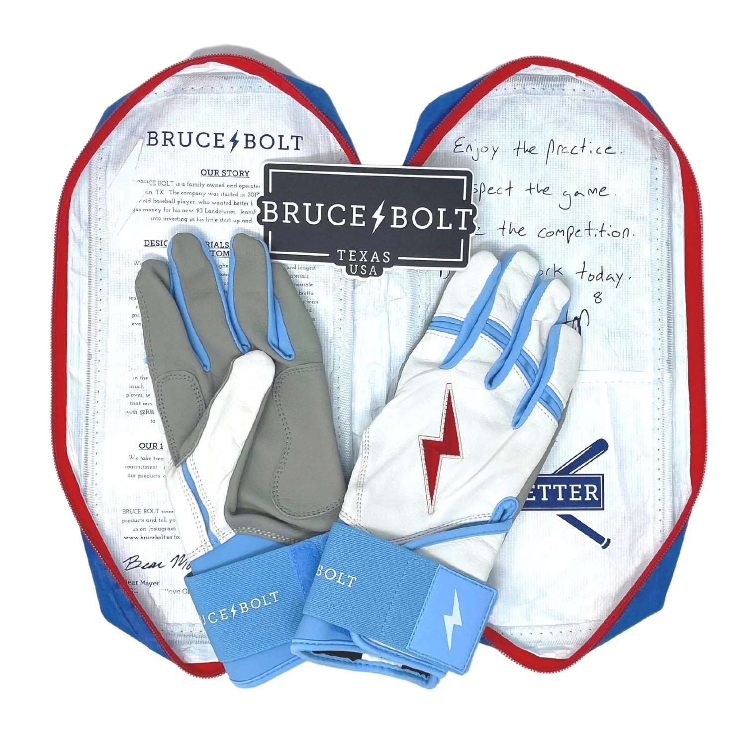 Gants De Frappe Baseball Bruce Bolt - Série Ian Happ - Taille YL - Blanc/Bleu