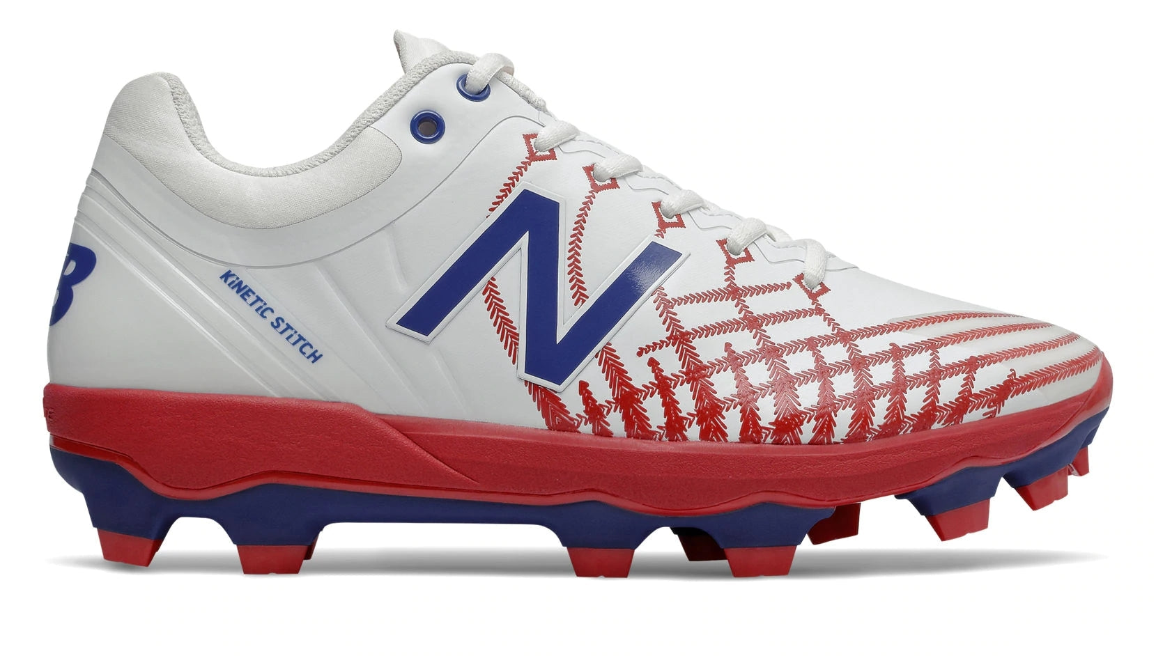 New Balance 4040v5 Adult Molded Cleats - Red/White/Blue (PL4040PR)
