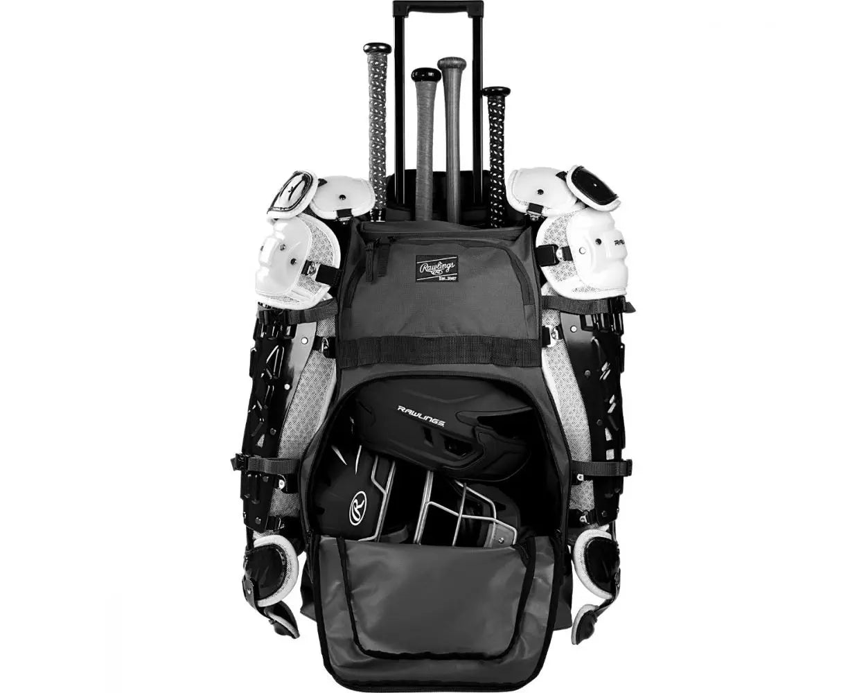 Rawlings R1801 Rolling Catcher s Backpack Black