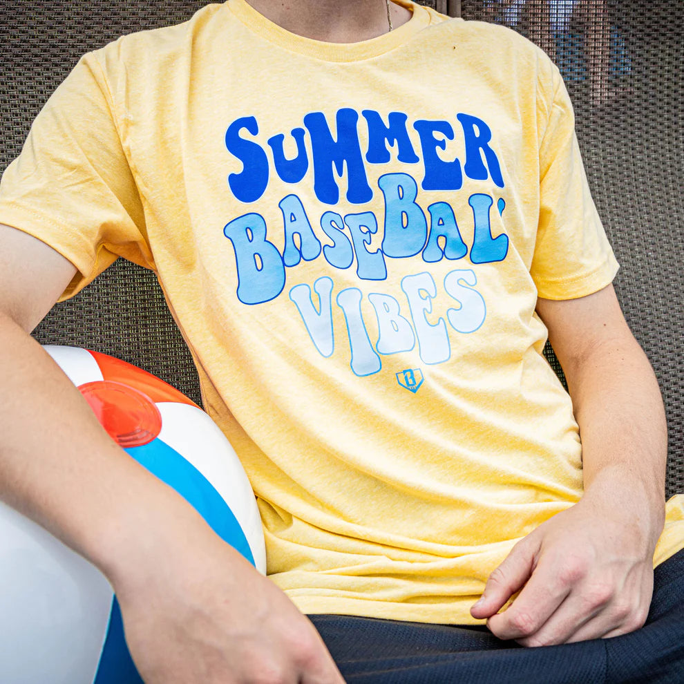 Baseball Lifestyle 101 Summer Baseball Vibes Adult Tee - Yellow